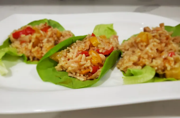 Hawaiian Veggie Pork lettuce Wraps